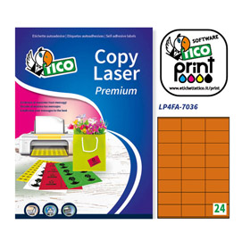 Etichetta adesiva LP4F arancio fluo 70fg A4 70x36mm (24et/fg Tico