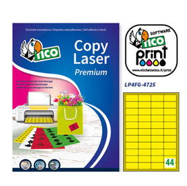 Etichetta adesiva LP4F giallo fluo 70fg A4 47,5x25,5mm (44et/fg Tico