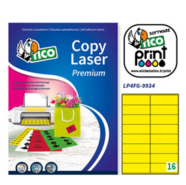 Etichetta adesiva LP4F giallo fluo 70fg A4 99,1x34mm (16et/fg Tico