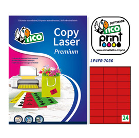 Etichetta adesiva LP4F rosso fluo 70fg A4 70x36mm (24et/fg Tico