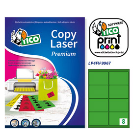 Etichetta adesiva LP4F verde fluo 70fg A4 99,1x67.7mm (8et/fg Tico