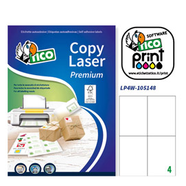 Etichetta adesiva LP4W bianca 100fg A4 105x148mm (4et/fg Laser Tico