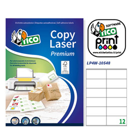 Etichetta adesiva LP4W bianca 100fg A4 105x48mm (12et/fg Laser Tico