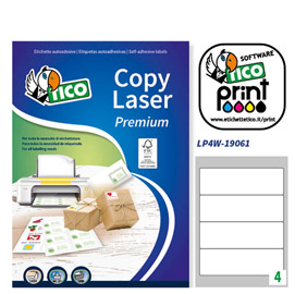 Etichetta adesiva LP4W bianca 100fg A4 190x61mm (4et/fg Laser Tico