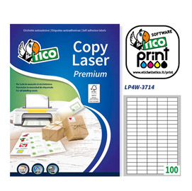 Etichetta adesiva LP4W bianca 100fg A4 37x14mm (100et/fg Laser Tico