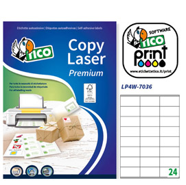 Etichetta adesiva LP4W bianca 100fg A4 70x36mm (24et/fg Laser Tico