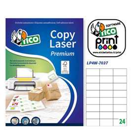Etichetta adesiva LP4W bianca 100fg A4 70x37mm (24et/fg Laser Tico