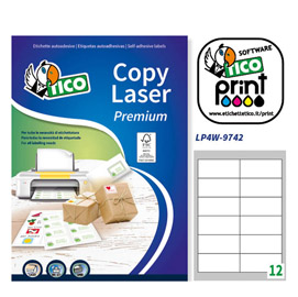 Etichetta adesiva LP4W bianca 100fg A4 97x42,3mm (12et/fg Laser Tico