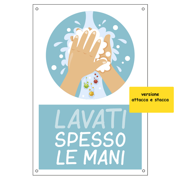 Etichetta autoadesiva 20x30cm ''Lavati spesso le mani'' per bambini