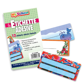 ETICHETTE ADESIVE SEGNANOMI bustina 12 etichette 6,3x8cm fantasie assortite