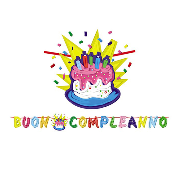 Festone in cartoncino 6mt Buon compleanno Torta Big Party