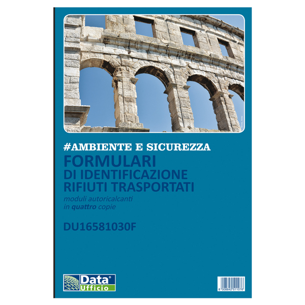 Formulario identificazione rifiuti 25x4 copie autor. DU16581030F Data Ufficio