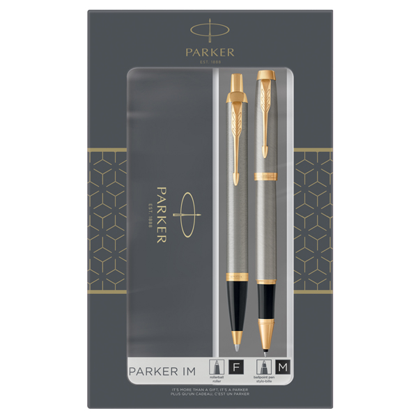Gift Set sfera M + roller a sfera IM Brushed Metal GT Parker