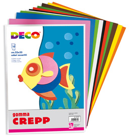 GOMMA CREPP CONF. DA 10 FOGLI 20X30CM IN COLORI ASSORTITI DECO