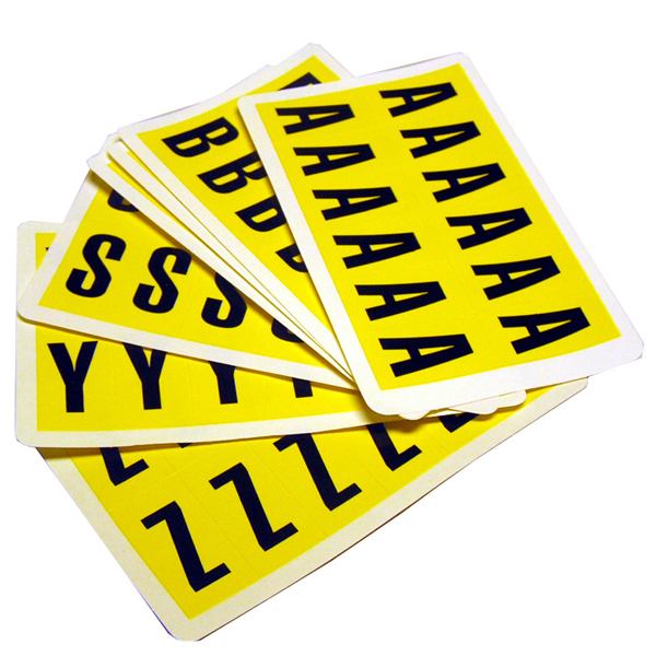 Lettere adesive A-Z 38 x 21mm 12et/fg. nero/giallo Beaverswood