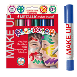 MAKE UP TEMPERA SOLIDA PLAYCOLOR ASTUCCIO CON 6 COLORI METALLIC