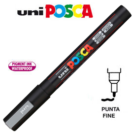 Marcatore UNI POSCA PC3M p.fine 0,9-1,3mm argento UNI MITSUBISHI