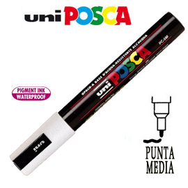 Marcatore UNI POSCA PC5M p.media 1,8-2,5mm bianco UNI MITSUBISHI