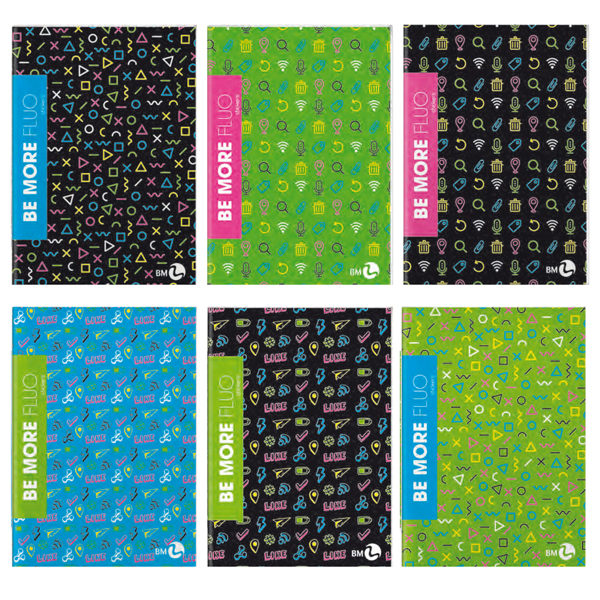 Maxiquaderno A4 36fg+2 100gr 10mm Be More FLUO BM