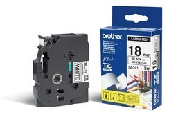 NASTRO BROTHER TZE-241 18MMx8MT NERO/BIANCO