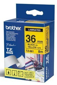 NASTRO BROTHER TZ-e661 36MMX8MT NERO/GIALLO
