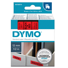 NASTRO DYMO TIPO D1 (12MMX7M NERO/ROSSO 450170