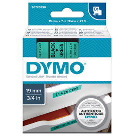 NASTRO DYMO TIPO D1 (19MMX7MT NERO/VERDE 458090