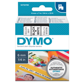 NASTRO DYMO TIPO D1 (6MMX7MT NERO/BIANCO 436130