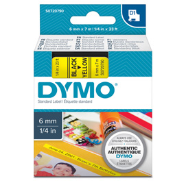 NASTRO DYMO TIPO D1 (6MMX7MT NERO/GIALLO 436180