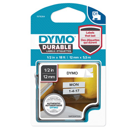 NASTRO DYMO TIPO D1 DURABLE (12MMX5.5MT NERO/BIANCO 1978364