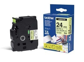 NASTRO LAM. FLUORESCENTE TZE-C51 24MMx5MT NERO/GIALLO FLUO