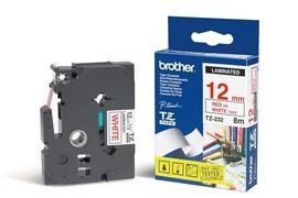 NASTRO LAMINATO BROTHER TZE-232 12MMx8MT ROSSO/BIANCO