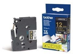 NASTRO LAMINATO BROTHER TZE-334 12MMx8MT ORO/NERO
