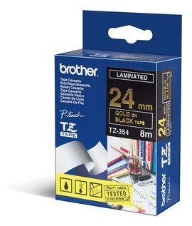 NASTRO LAMINATO BROTHER TZE-354 24MMx8MT ORO/NERO