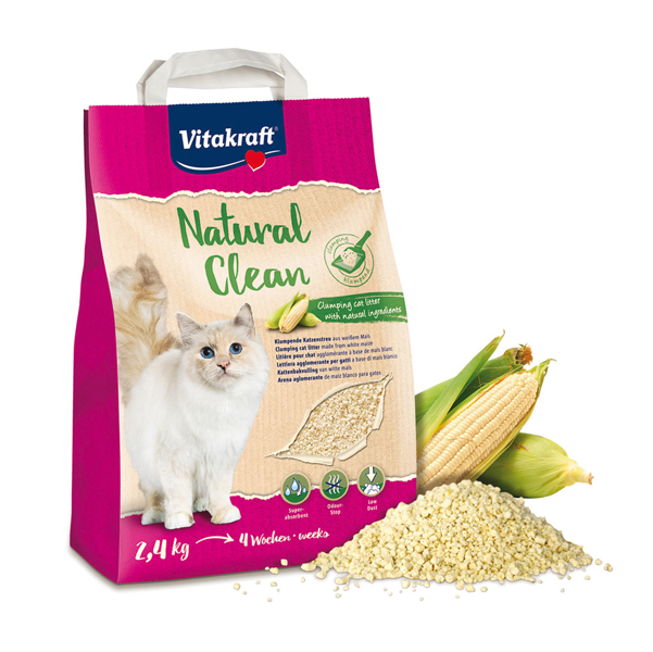NATURAL CLEAN LETTIERA AL MAIS BIANCO PER GATTI 2,4KG