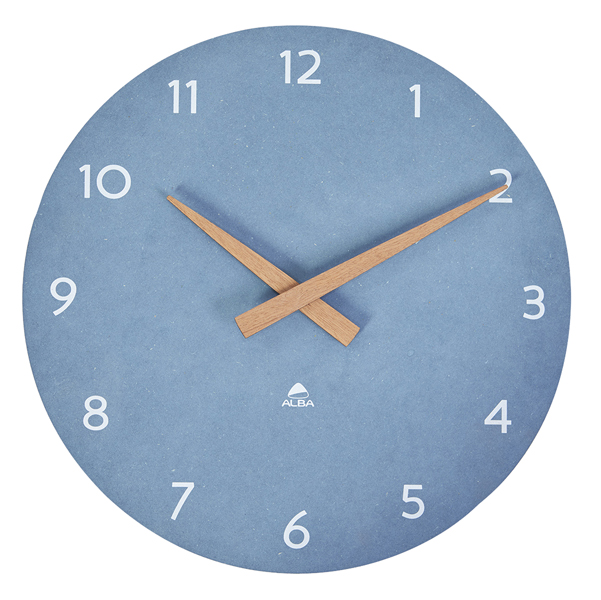 Orologio da parete D30cm blu chiaro/legno HorMilena Alba