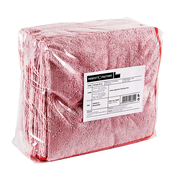 Pack 10 Panni microfibra 40x40cm rosso Ultrega PerfettoFactory