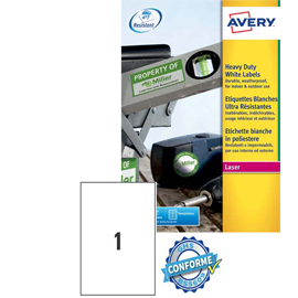 Poliestere adesivo L4775 bianco 100fg A4 210x297mm (1et/fg laser Avery