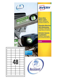 Poliestere adesivo L4778 bianco 20fg A4 45,7x21,2mm (48et/fg laser Avery