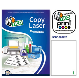 Poliestere adesivo LP4P bianco 70fg A4 210x297mm (1et/fg laser Tico