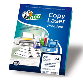 Poliestere adesivo LP4P bianco 70fg A4 70x36mm (24et/fg laser Tico