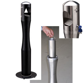 Portacenere a colonna H100cm in acciaio nero
