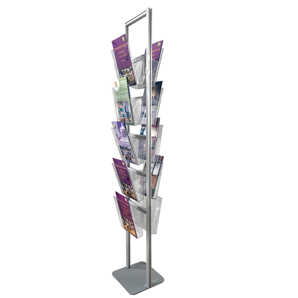 Portadepliant da terra con 10 Tasche A4 H160cm - Torretta bifacciale