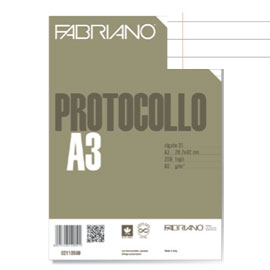 Protocollo 1rigo c/margine 200fg 60gr f.to A3 chiuso (21x29,7cm Fabriano