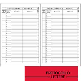 REGISTRO PROTOCOLLO LETTERE RICEVUTE-SPEDITE 21x31cm 100fg BM