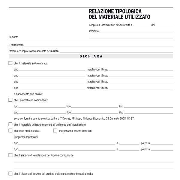 RELAZIONE TIPOLOGICA MATERIALE UNILIZZATO SNAP 100FG 29,7X21 E9071BIS