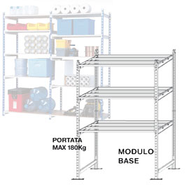 Scaffale Rang'Eco180 5 ripiani 100x35xH200cm - Modulo Base