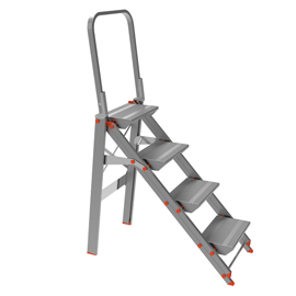 SCALETTA ALLUMINIO 4 GRADINI con PARAPETTO Class piU'