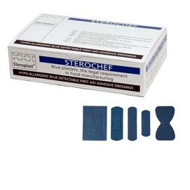Scatola 100 CEROTTI Assort. in 5 misure BLU DETECTABLE