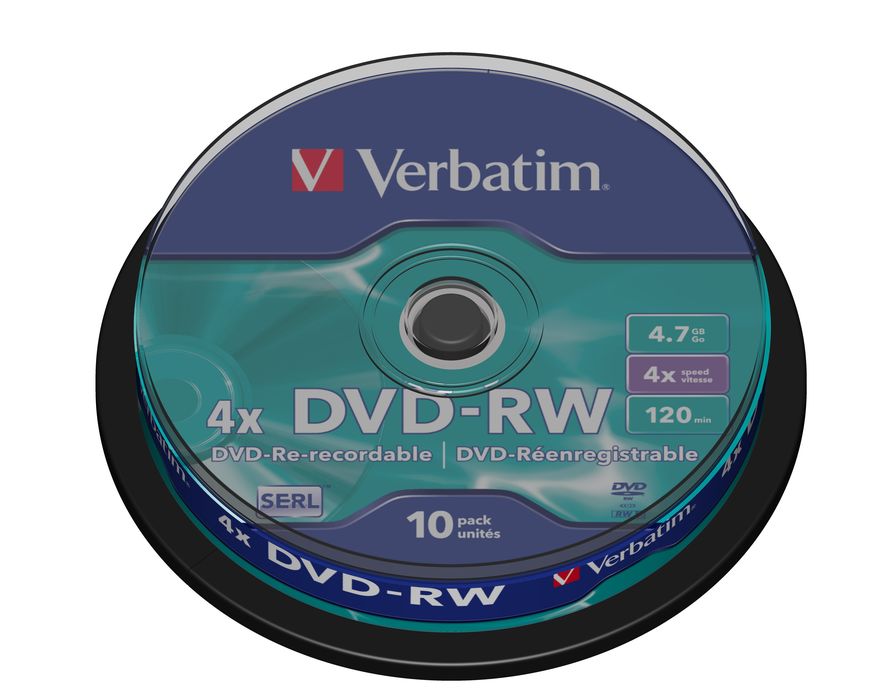 SCATOLA 10 DVD-RW SPINDLE 4X 4.7GB 120MIN. SERIGRAFATO